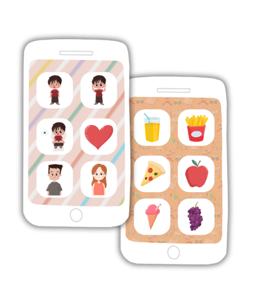 Tela do app Matraquinha com cartões de comunicação alternativa